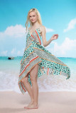 Zebra Leopard Beach Cover-up Green and White L3751-2
