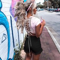 Black Short Jeans With Ruffle Trims