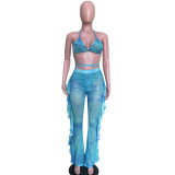 Casual Printed Mesh Two-piece Set with Panties