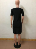 Short Sleeve Split Long Shirt Dress