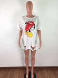 Cutout Design Cartoon Print T-Shirt