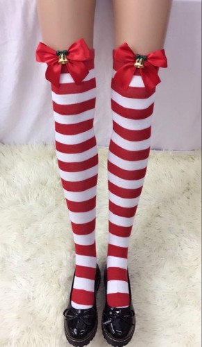 Striped Stockings With Black Bows and Bells