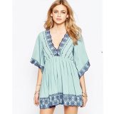 New Stock V-Neck Short Sleeve Slip Beach Dress