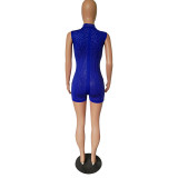 Casual Sleeveless Hot Brick Romper
