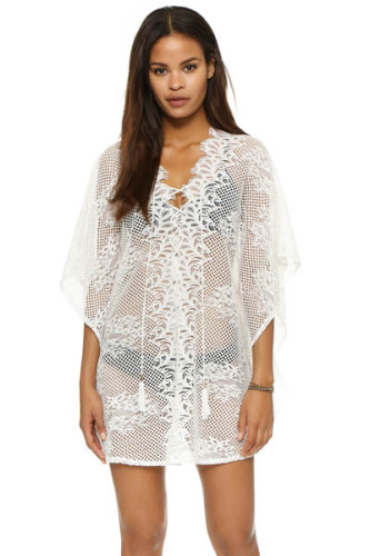 Angel White Crochet Lace Knit Honeycomb Beachwear L38299
