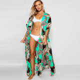 Chain Print Maxi Beach Kimono