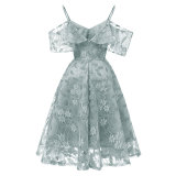 Women's Spaghetti Straps Lace Sleeveless A-Line Dress