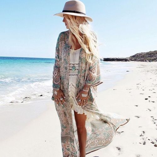 Women's Summer Chiffon Loose Floral Print Kimono