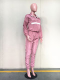 Turn-down Neck Long Sleeve Two Pieces Set