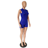 Casual Sleeveless Hot Brick Romper