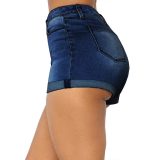 Rolled High Waist Denim Shorts