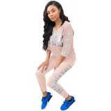Letter Printing Patchwork Two Pieces Suit