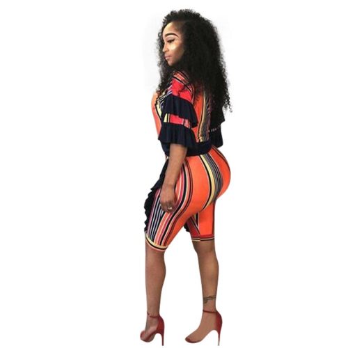 Colorful Strippes Crop Top and Mid Pants