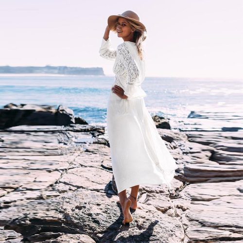 Women's Rayon Lace Cover up Tunic Long Maxi Dress 384933