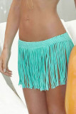 Crisp Cyan Fringe Skirt Cover up L38301-1