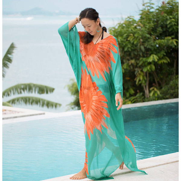 Sunflower Chiffon Cover Up Beach Kaftan Sarong