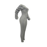 Slash Neck Thickened Space Sleeve Jumpsuit