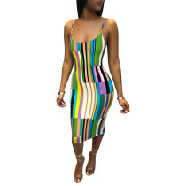 Multicolor Printed Straps Dress