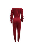 Slash Neck Thickened Space Sleeve Jumpsuit