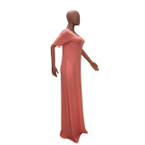 Solid Color Loose Shoulder Short Sleeve Long Dress with Pocket