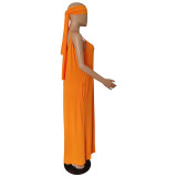 Womens Spaghetti Strap Pocket Maxi Dress with Belt