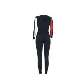 Casual Stitching Hooded Sports Two-piece Set