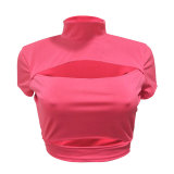 Solid Color Half-necked Cutout Top
