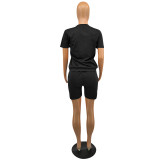 Casual Embroidered Cartoon Monster Sports Short Set