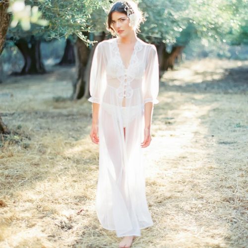 Chiffon Lace Collar Beach Gown
