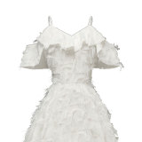 1950s Cold Shoulder Ruffle Tassel Dress