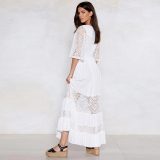 Solid Color Sied Split Stand Collar Maxi Dress
