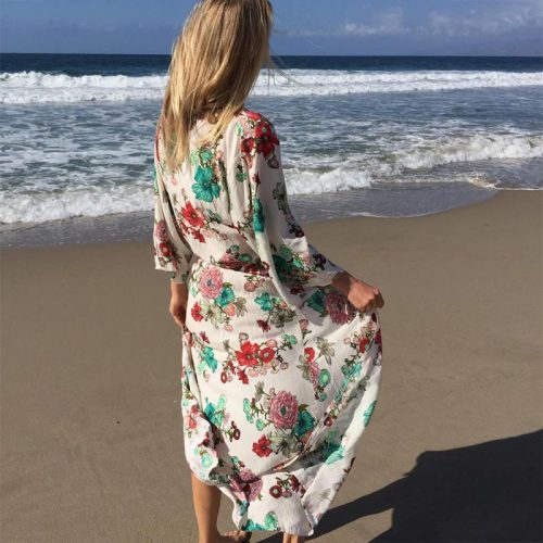 Boho Summer Cover Up Printed Kimono