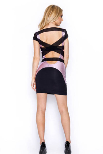 Sexy Bodycon Dress pink/black L2752-2