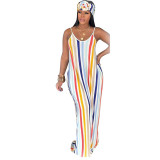 Spaghetti Strap Multi Color Maxi Dress