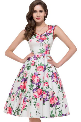 Vintage Flower Skater Dress L36115-2