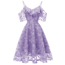 Women's Spaghetti Straps Lace Sleeveless A-Line Dress