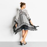 Black Tassel Chiffon Beach Cardigan