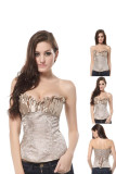 Plus size XXL,New Beige Boned Lace Up Back Bustier Corset Top L4