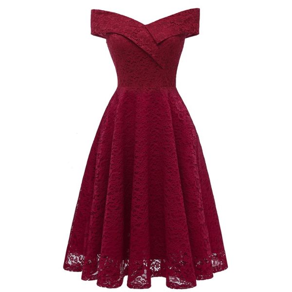 V-Neck Sleeveless Lace A-Line Cocktail Dress