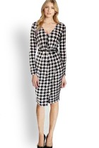 Women Long Sleeved Slim Houndstooth Dress L36007 Women Long Sleeved Slim Houndstooth Dress L36007