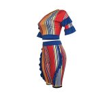 Colorful Strippes Crop Top and Mid Pants