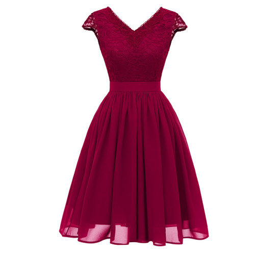 Lace Women's Vintage Short Sleeve Lace Dress