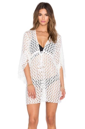 Lace Hollow Out V Neck Beach Mini Dress L38286
