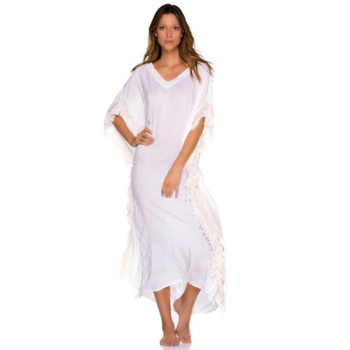 Ivory Maxi Shake Tassel Kaftan