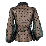 Casual Lantern Sleeves Dot shirt