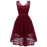 Lace Sleeveless Dovetail Bridesmaid Dress With Bow