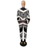 Casual Stitching Printed Sports Two Piece Outfits