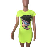 Casual Printed Cartoon Avatar Mini Dress