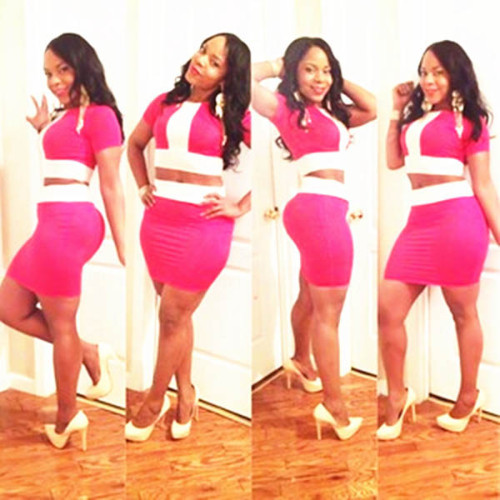 WOMANS SEXY PINK PANEL BODYCON DRESS L2705