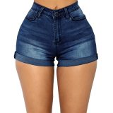 Rolled High Waist Denim Shorts